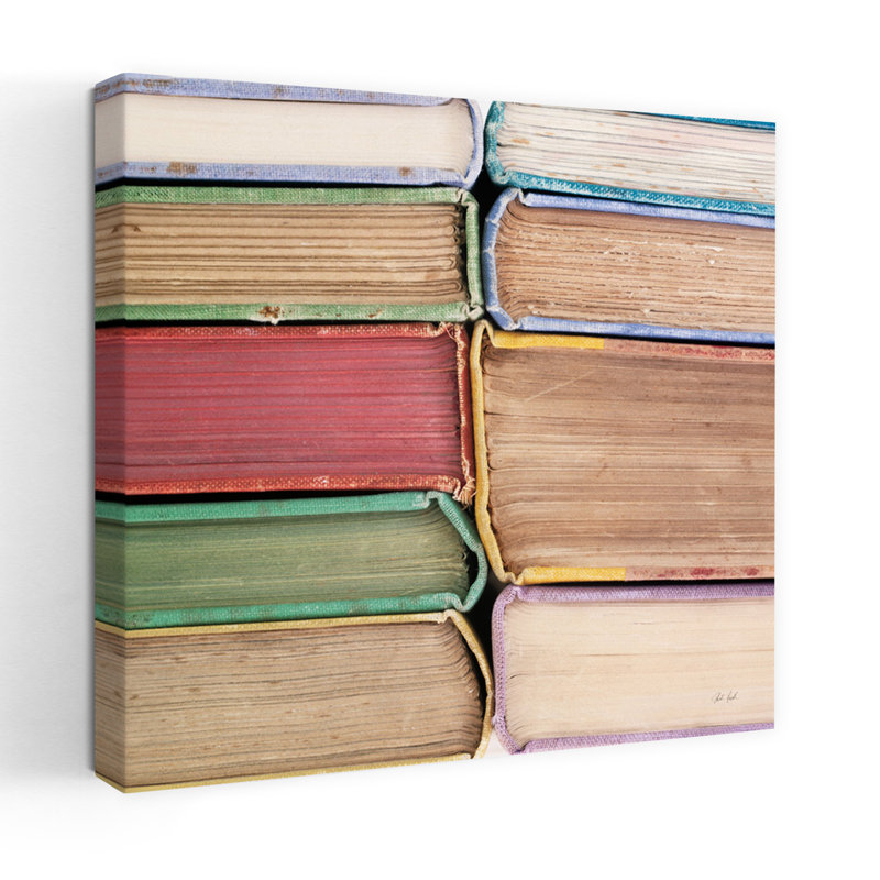 Art rétro vintage pluvieux avec livres bleus, H 18 po x l 18 po