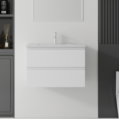 Meuble-lavabo flottant 24 po avec lavabo à fermeture en douceur pour petites salles de bain 24 po