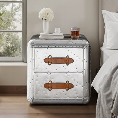 Vintage Industrial Aluminum Nightstand