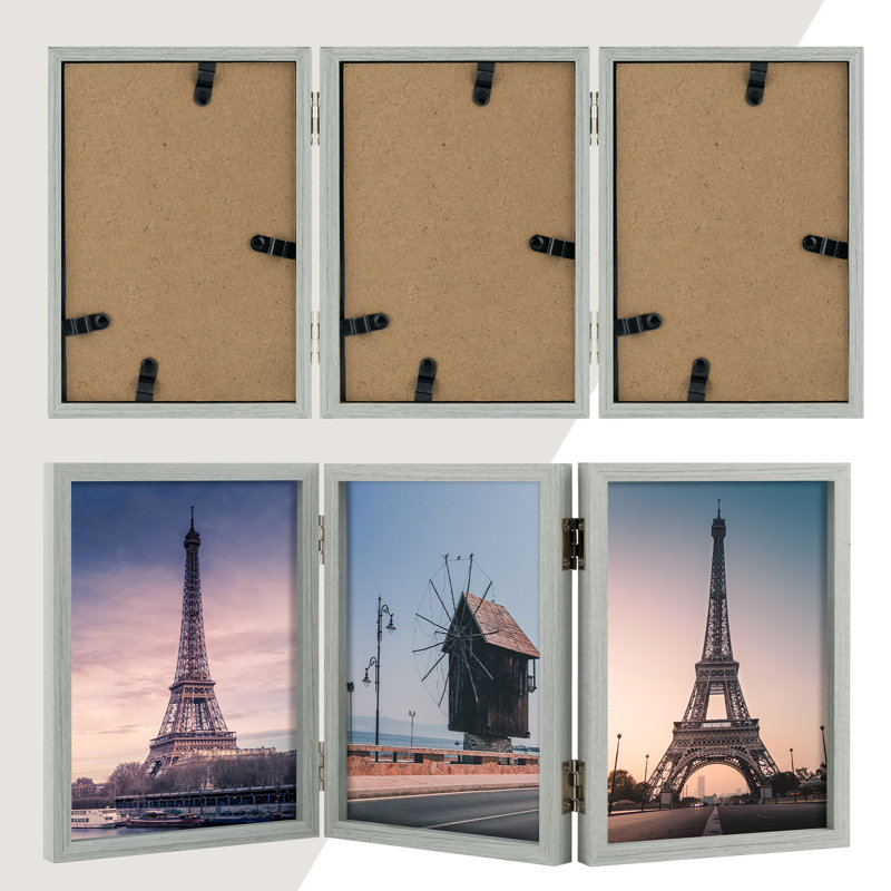 Cadre de table à charnière avec verre véritable, 3, 5 po x 7 po