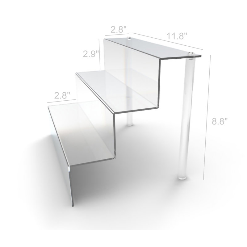 Acrylic Risers 11.8" W x 8.5" D Three-Tier Acrylic Step Display Jewelery Display Decoration