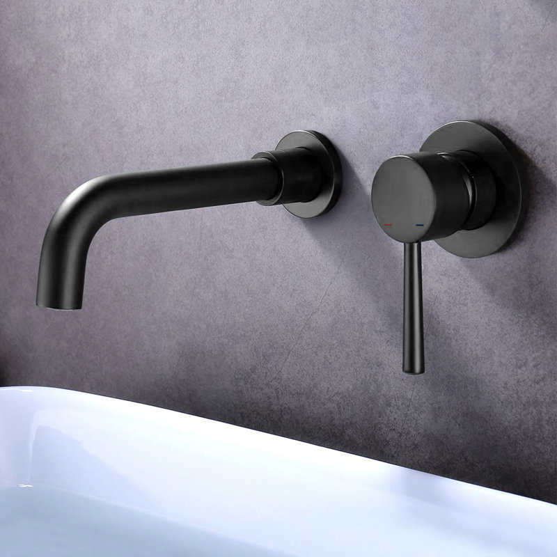 Robinet de salle de bain mural, Noir mat