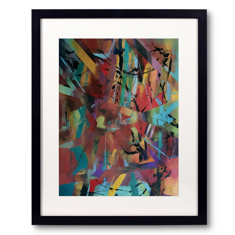 and Scribbles par Angel Estevez - Peinture, H 21,25 po x l 17,25 po, Papier avec cadre noir