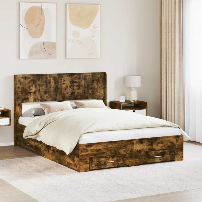 Bed, Kingsize (5'), Smoked Oak