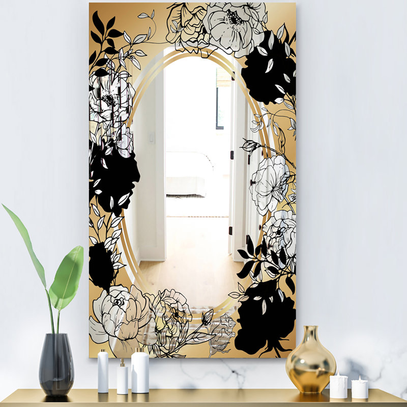 Miroir d'appoint Botanical Obsidian Glam, H 32 po x l 24 po