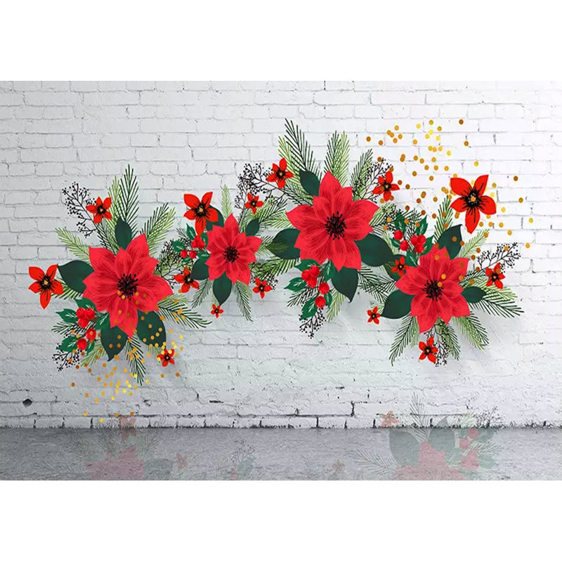 Murale florale poinsettia Eichelberger, L 35 po x l 55 po