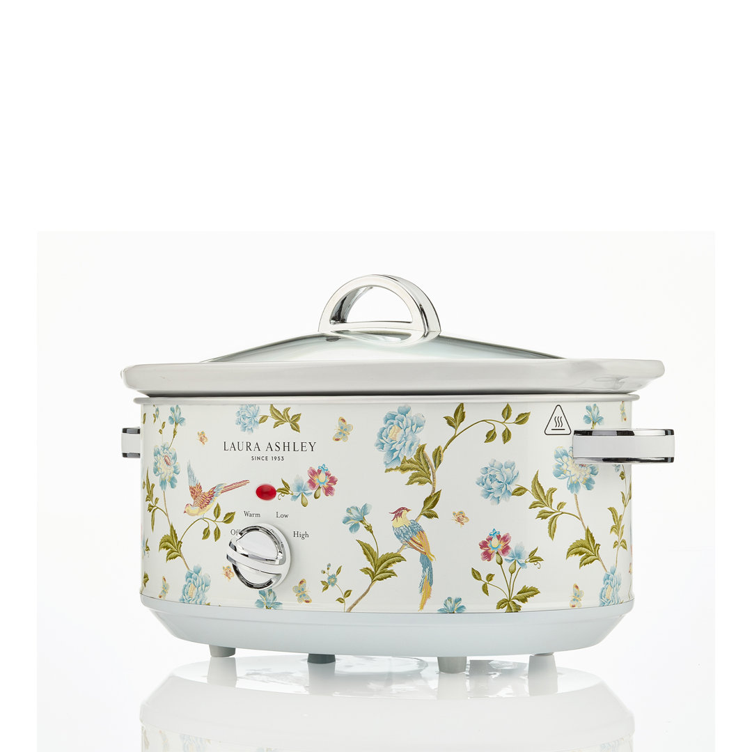 Laura Ashley Slow Cookers, Large Capacity, Energy Efficient Slow-Cooker with 3 Heat Settings. Detachable Ceramic Pot with Tempered Glass Lid
