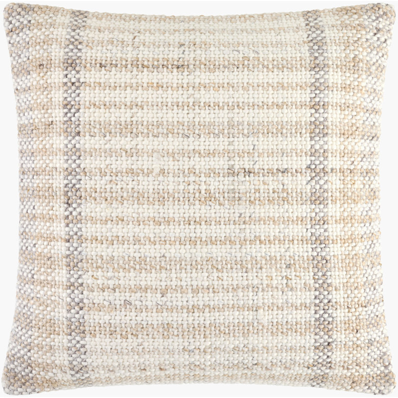 Becki Owens X Livabliss Amaya Accent Pillow, Ivory Plaid 1, Square 18", Pillow Cover Only - No Insert
