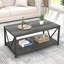 Table basse rustique, table de salon moderne avec tablette de rangement, chêne blanc-1866723537