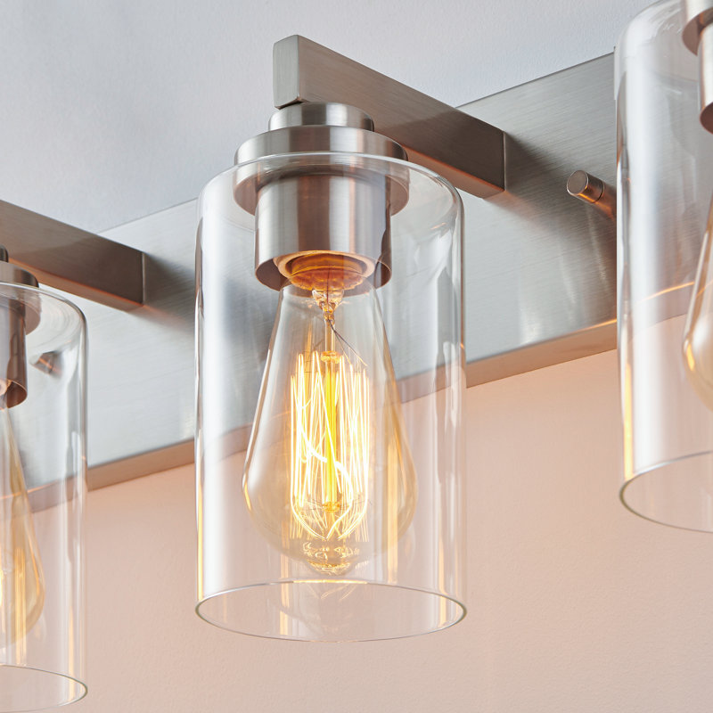 Éclairage de meuble-lavabo transitionnel à intensité variable, 5 lumières, Nickel brossé, 36,25 po de largeur
