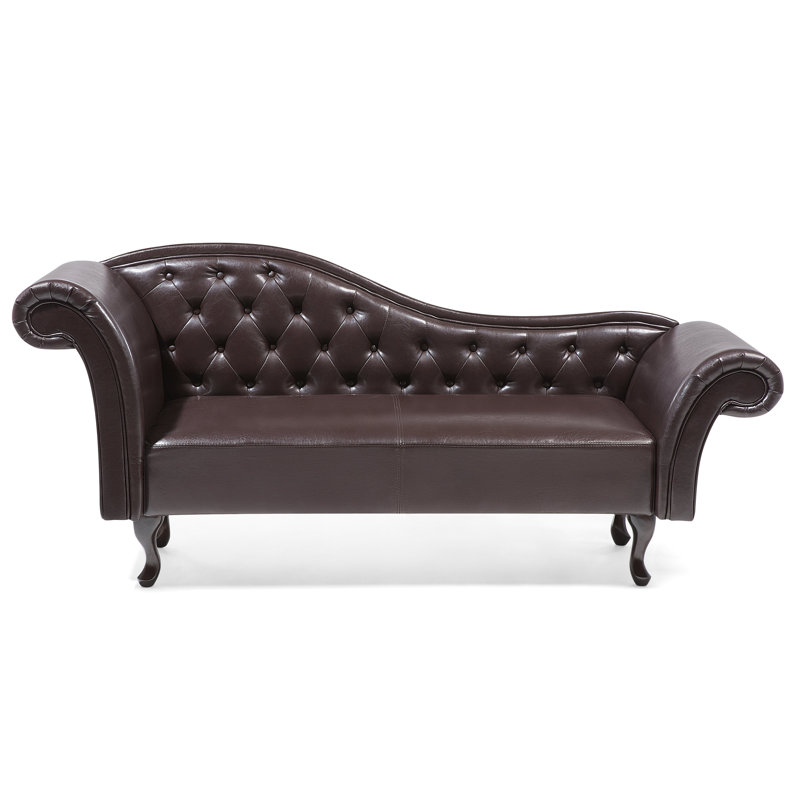 Charlemont Faux Leather Chaise Lounge, Brown