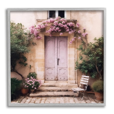 Motif floral de portes françaises encadrées sur bois par Riley B