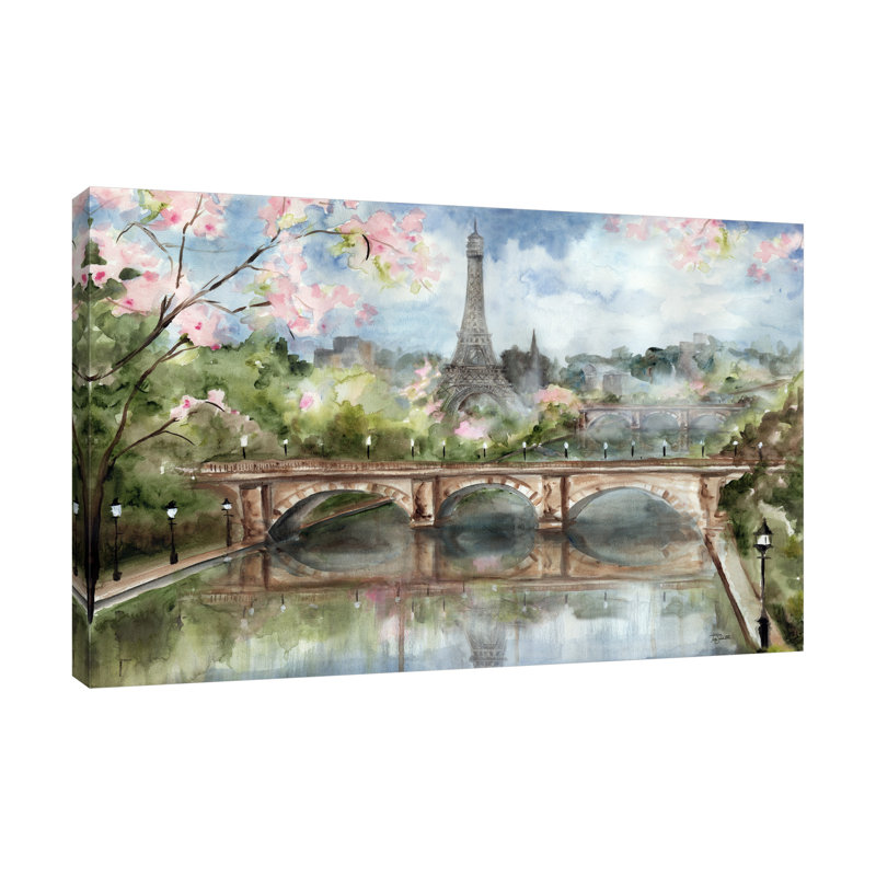 «Paris in the Springtime» par Tre Sorelle Studios - reproduction d'art sur toile tendue, H 12 po x l 18 po