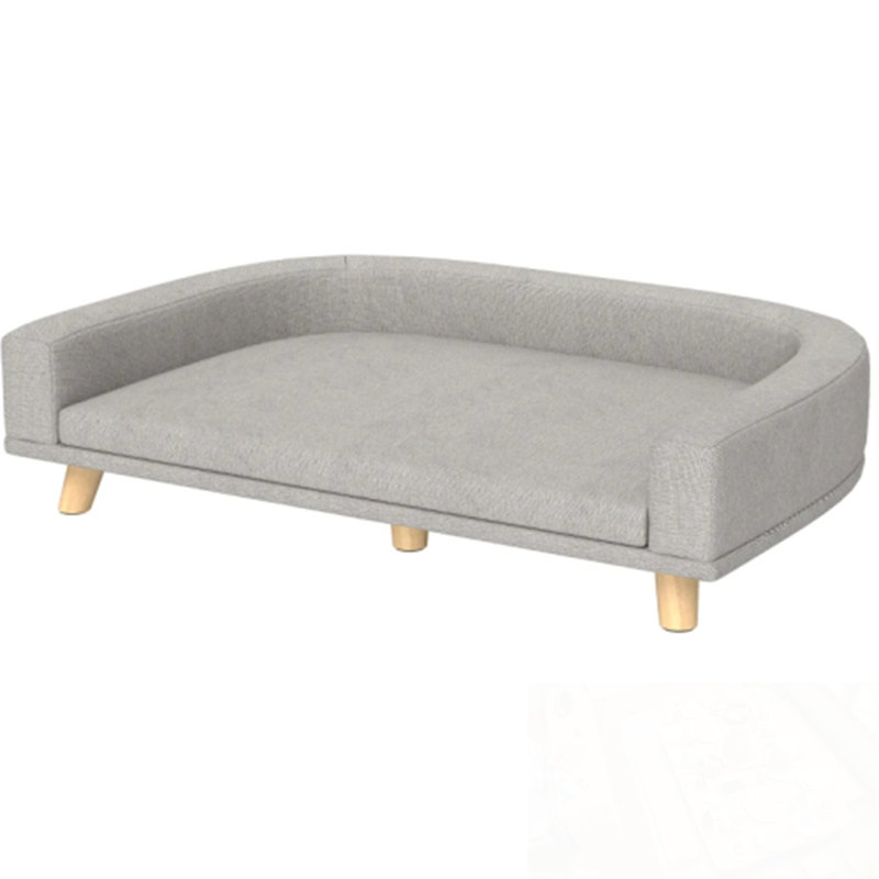 Lit pour chien avec coussin lavable et pieds robustes, Gris
