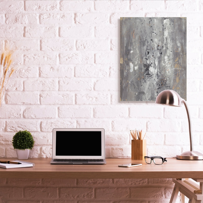 Conception abstraction inspirée de l'ancienne marque gris-brun, Toile tendue, H 40 po x l 30 po