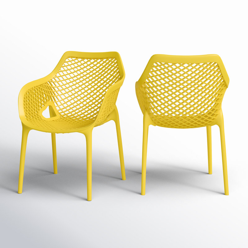 Chaise de salle à manger d'extérieur empilable Farrah, Jaune