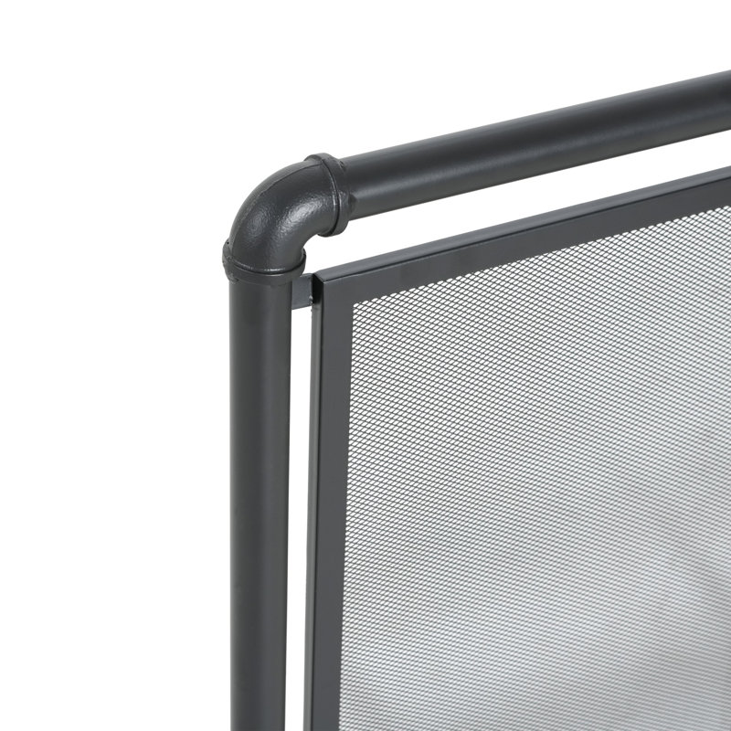 Pare-feu Celeste en fer à un panneau, 91,4 cm (L) × 73,7 cm (H), fini noir mat