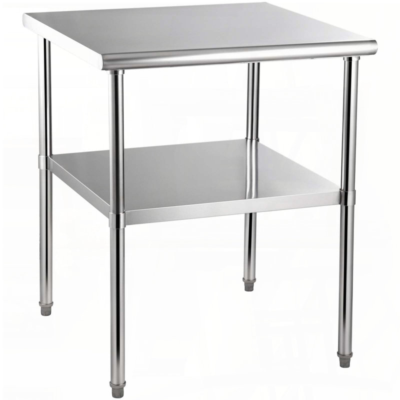 Stainless Steel Prep Table with Adjustable Undershelf (30" x 30", 800 lbs Capacity)