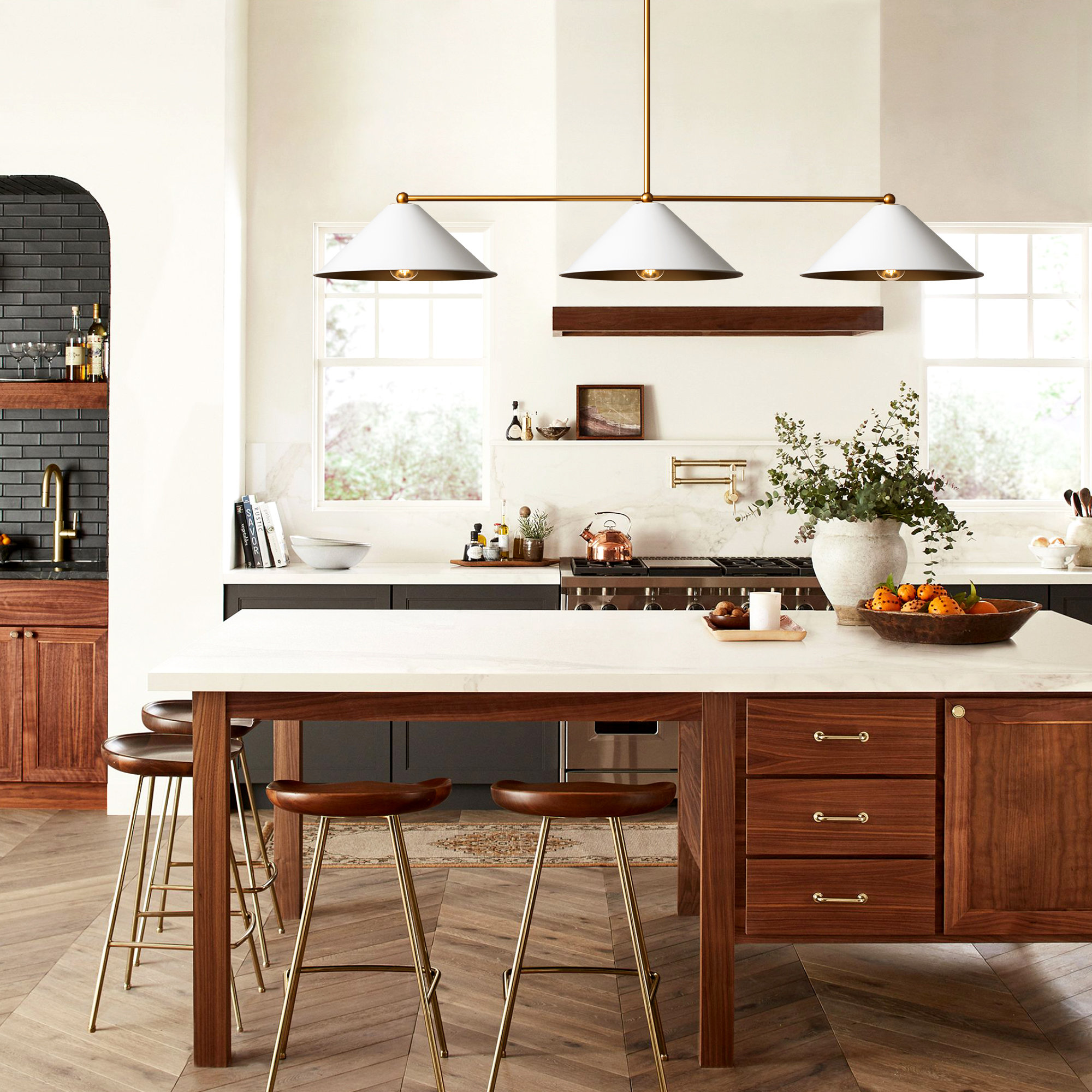Fairhope 3-Light Dimmable Metal Pendant with Cone Shades, Snow White