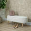 110cm Boucle White Storage Bench for Bedroom, Accent Storage End of Bed Bench with Wooden Legs