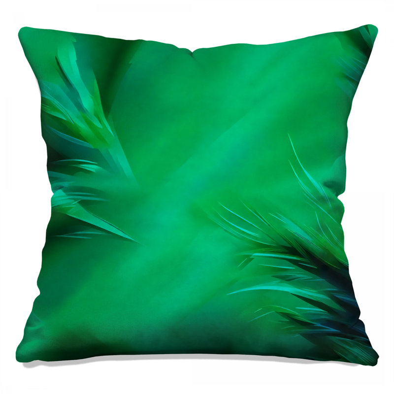 Coussins décoratifs vert à feuilles abstraites, 26 x 26 pouces