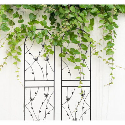 71" X 19.7" Metal Garden Trellis  2 , Rustproof Outdoor Plant Support Fixture, Black, Easy Assembly Feature, Build, For Ivy, Vines, Roses, Morning Glory, , Jasmine, Grape, , Cucumber, Beans, Peas 2