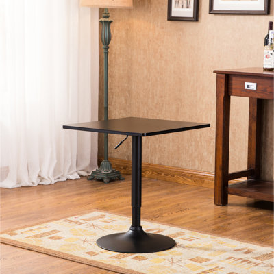 Table de bar réglable noire en métal pour chambre à coucher - hauteur de 26 po à 36 po avec pieds contemporains
