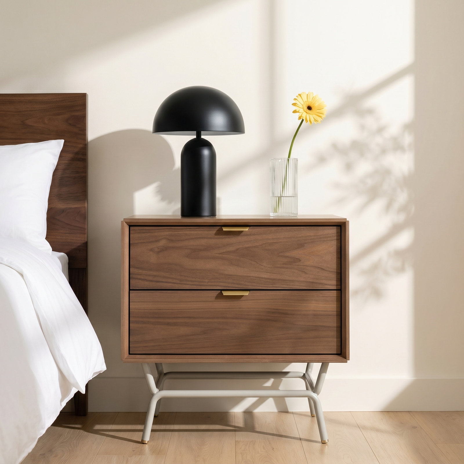 Dang 2-Drawer Nightstand, Walnut/Putty Gray