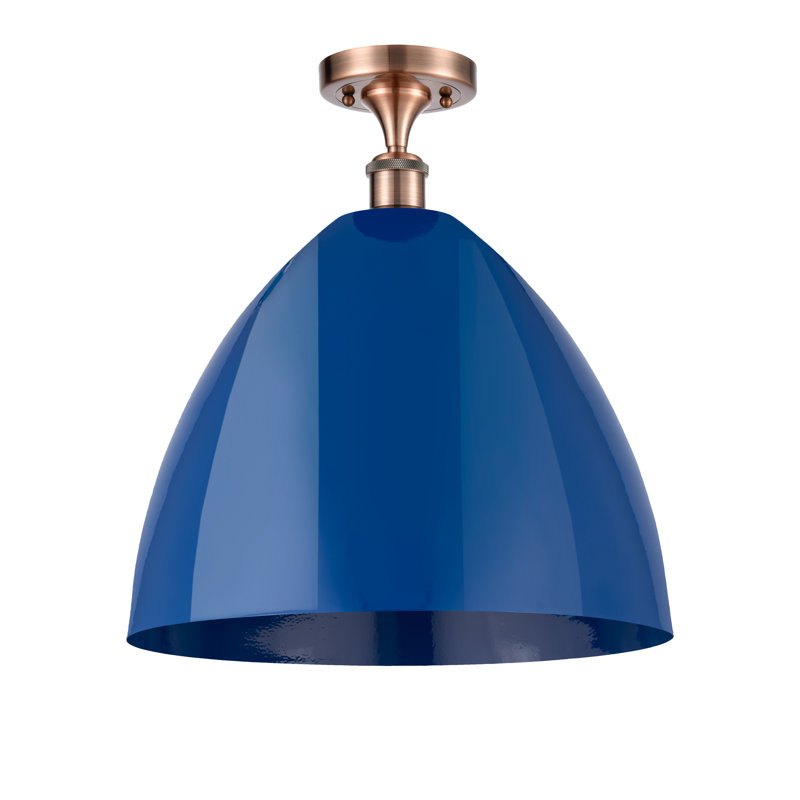 Plafonnier semi-encastré Crooksville, Bleu, Cuivre antique