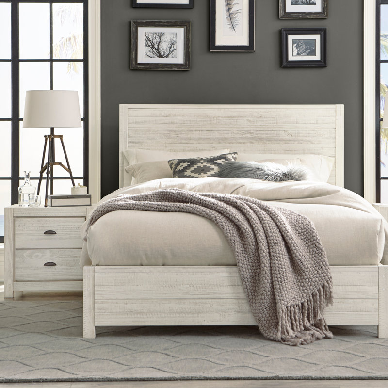 Montauk Bedroom Set, Rustic Off-White, Full, 2 Pcs: Bed, Nightstand
