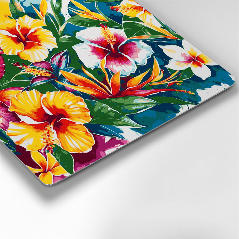 «Hawaiian Flower Brights», art mural en métal beige, H 12 po x l 12 po