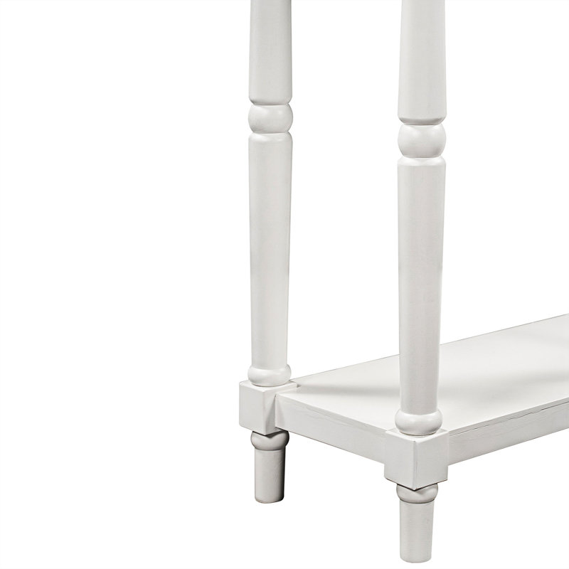 Console en bois massif de 58 po, Brun, Blanc