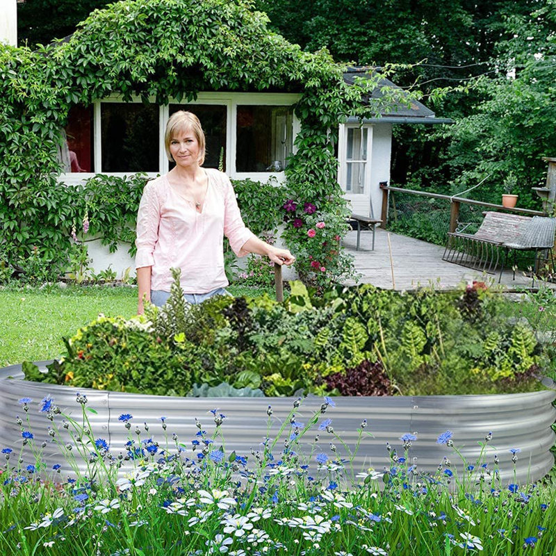 Galvanized Raised Garden Bed Kit, 1, Silver, 1" H x 4" W x 2" D