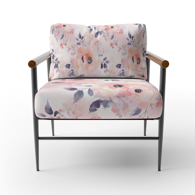  Chaise rembourrée Botanical, Bras ronds bruns