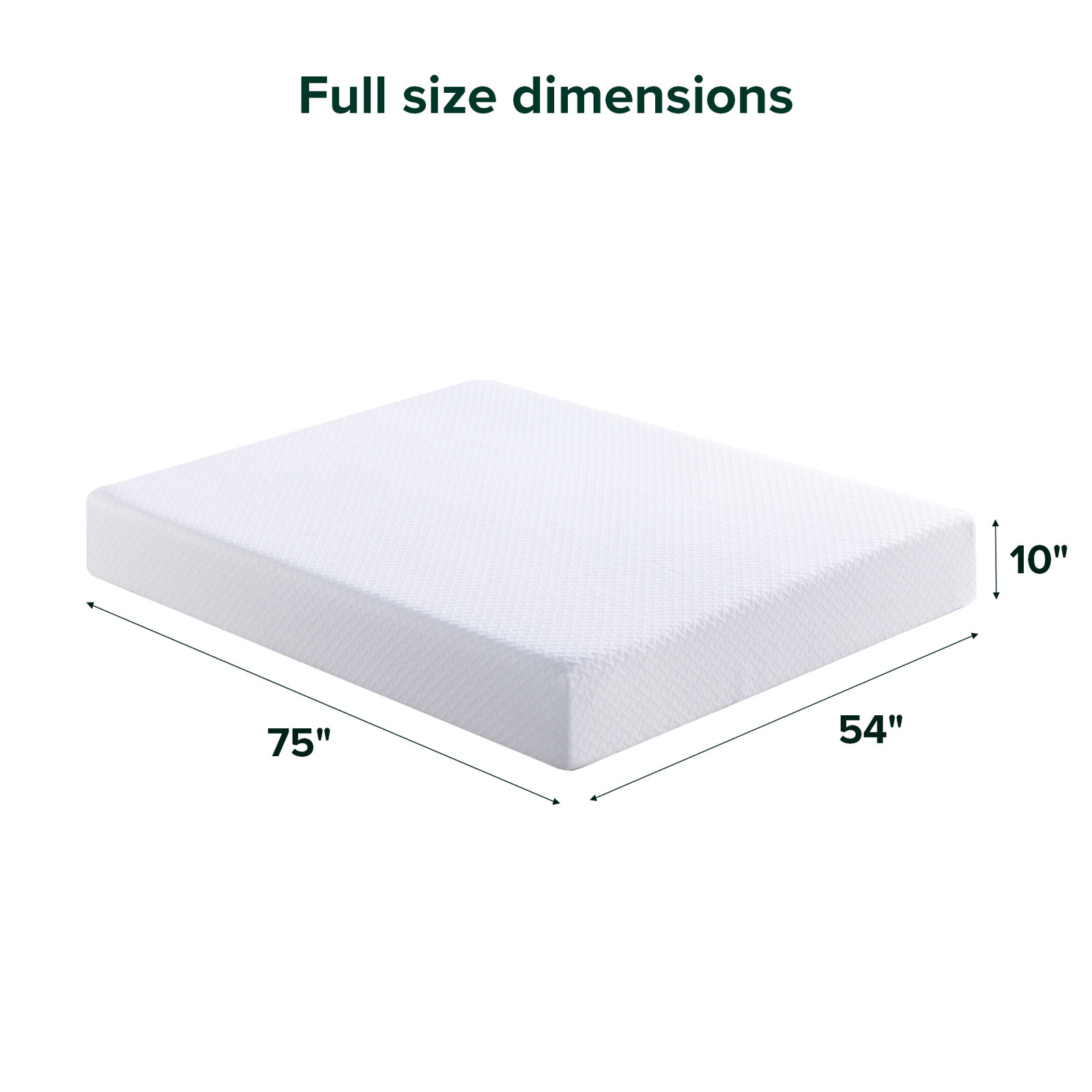  Firm Gel Memory Foam Mattress, 10", Full / Double