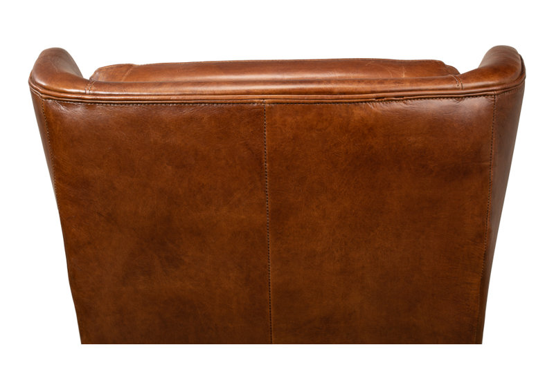 Elite Wingback Chair, Dark Brown Genuine Leather