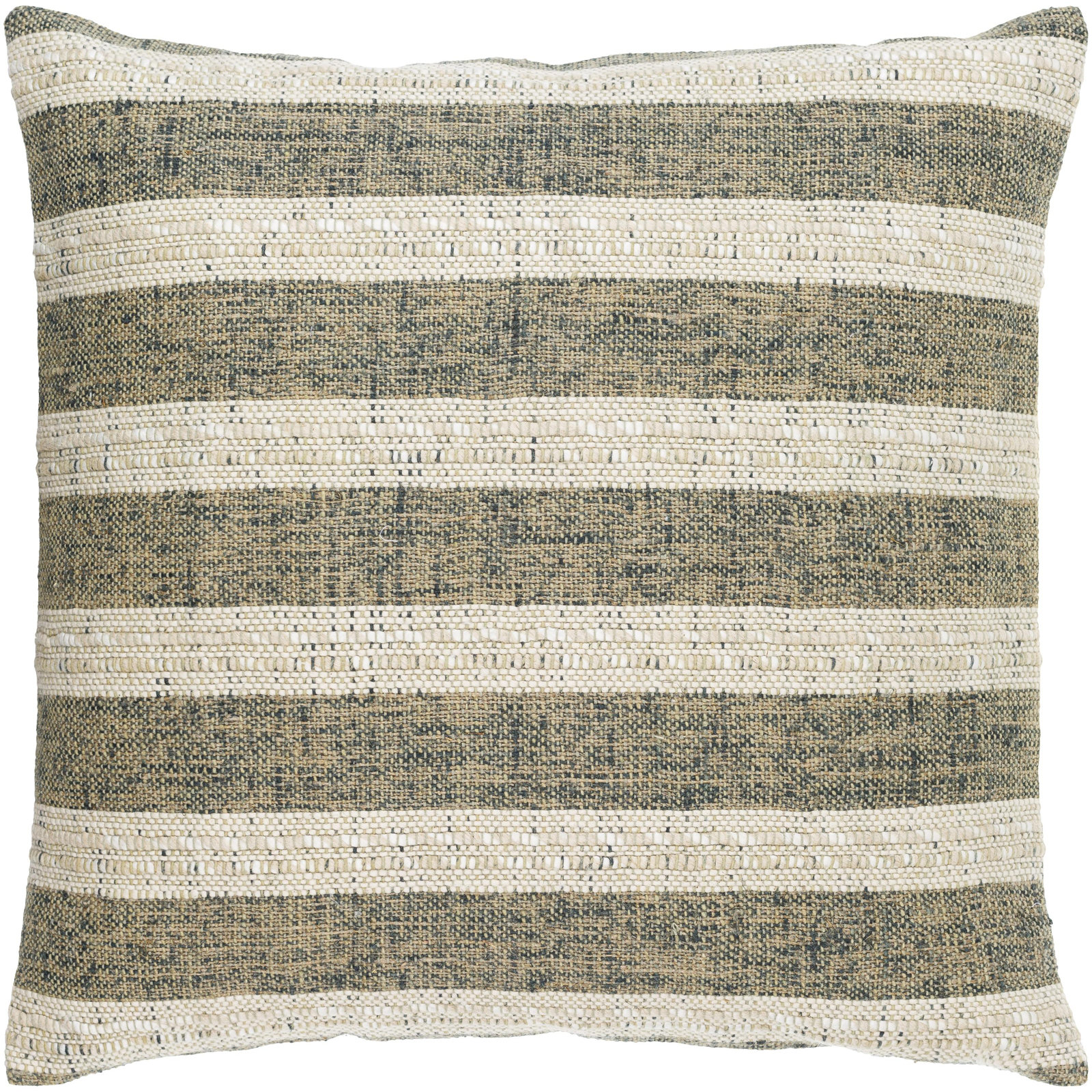 Striped Linen Throw Pillow, 22" x 22", Square, Polyester/Polyfill