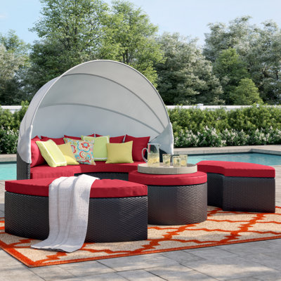 Convene Wicker Rattan Outdoor Patio Canopy Sectional Daybed