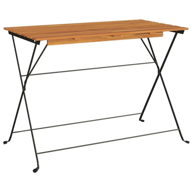 Table de bistro pliante en bois d'acacia massif et acier, 100 x 54 x 71 cm, mobilier de patio peu encombrant