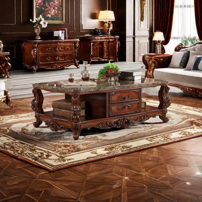 European-style Marble Storage End Table Coffee Table
