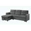 Canapé-lit modulaire réversible moderne en velours gris foncé de 81,5 po avec méridienne de rangement et poche latérale-1788447163-1788447046