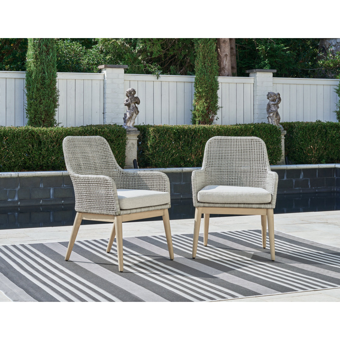 Avoree Outdoor Dining Armchair with Cushion (Set of 2) Bay Isle Home™