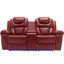 Causeuse de cinéma maison inclinable manuelle avec rangement escamotable, porte-gobelets et bande lumineuse à DEL pour le salon