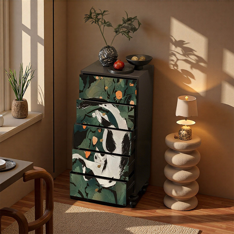 Armoire de rangement élégante à cinq tiroirs, Noir