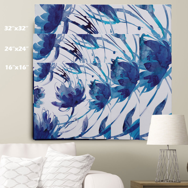 « indigo tourbillon ii » par theresa troise heidel, reproduction d’art sur toile tendue, H 24 po x l 24 po x P 1,5 po