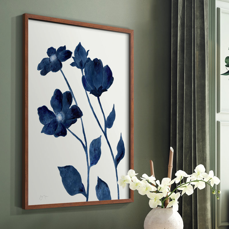 Indigo Bloom I, reproduction encadrée - bois massif, Brun, H 10 po x l 8 po