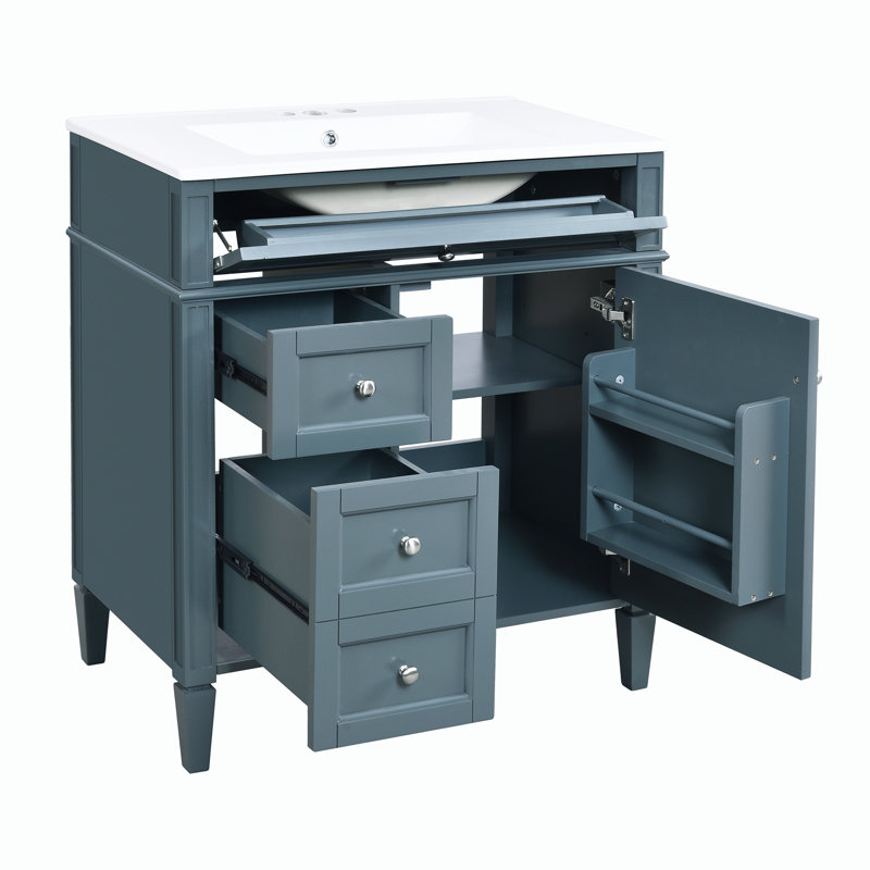 Meuble-lavabo de 30 po avec lavabo supérieur, Bleu
