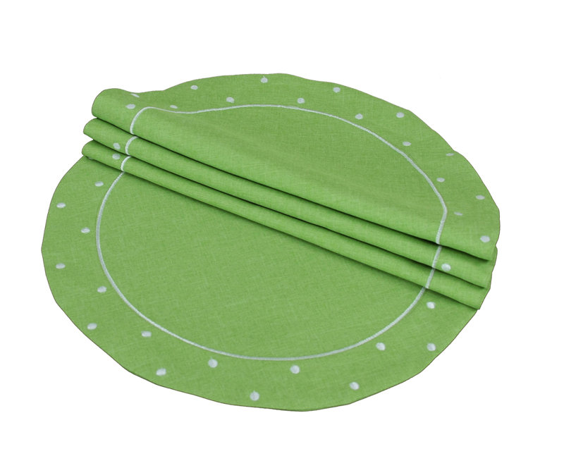 Breen Polyester Polka Dots Round Placemat, Green