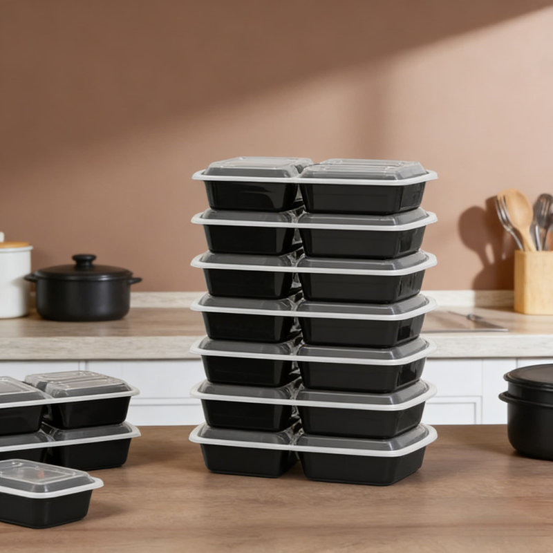 50 Pack (100-Piece) 3-Compartment Meal Prep Containers With Lids, 32 Oz Reusable Plastic Food Storage Containers, Leakproof, Microwave, Freezer, And Dishwasher Safe