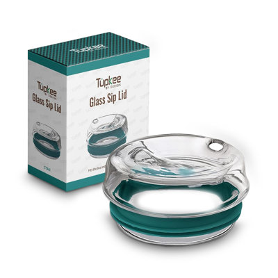 Tupkee Glass Sip Lid Cyan, Replacement Lid for 14 oz & 8 oz Double-Wall Glass Tumbler Mug